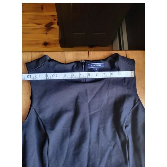 LandsEnd Slveless Ponte SheathDress Sz 12Tall Black Stretch Quiet Luxury Minimal - Picture 9 of 9